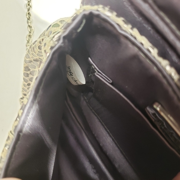 Inge Christopher Snakeskin Mini Clutch Chain Strap Pleated Grey Silver‎ - Picture 5 of 7